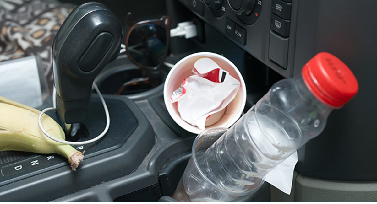 trash inside car